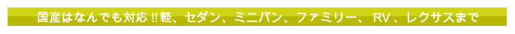 国産はなんでも対応!!軽、セダン、ミニバン、ファミリー、RV、レクサスまで